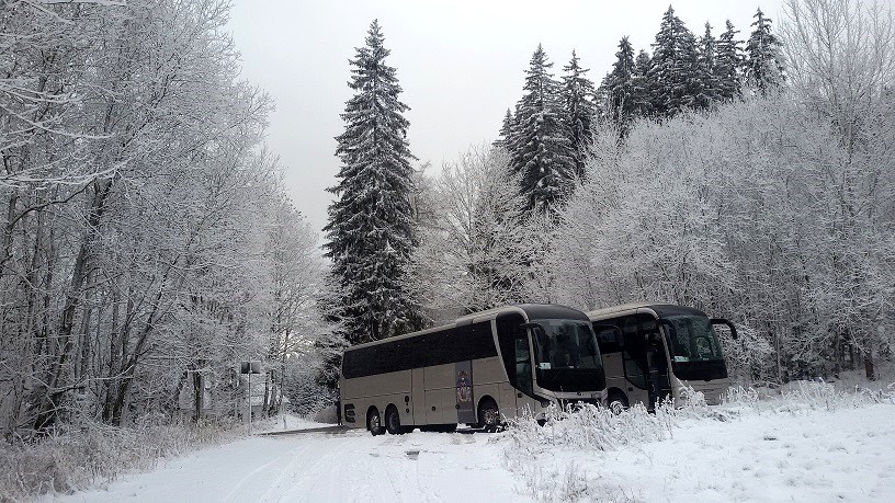 Mit Reisebussen auf den Fichtelberg