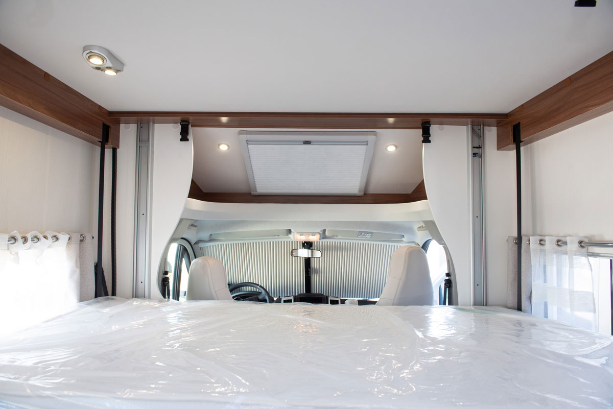 Fold-down bed in Campervan